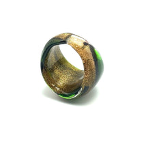 Handmade Glass Acrylic Ring Golden Meadow's Blossom Infinity Band