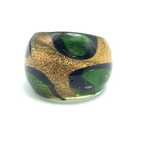 Handmade Glass Acrylic Ring Golden Meadow's Blossom Infinity Band