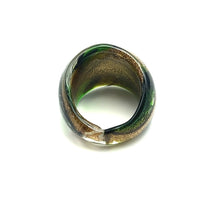 Handmade Glass Acrylic Ring Golden Meadow's Blossom Infinity Band