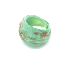 Handmade Glass Acrylic Ring Golden Mint Elegance Sparkled Infinity Band