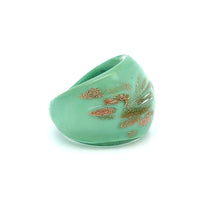 Handmade Glass Acrylic Ring Golden Mint Elegance Sparkled Infinity Band