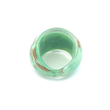 Handmade Glass Acrylic Ring Golden Mint Elegance Sparkled Infinity Band