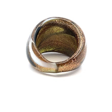 Handmade Glass Acrylic Ring Golden Monochrome Chic Panda Infinity Band