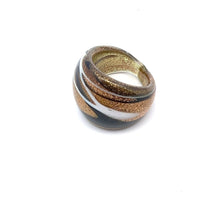 Handmade Glass Acrylic Ring Golden Monochrome Chic Panda Infinity Band