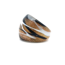 Handmade Glass Acrylic Ring Golden Monochrome Chic Panda Infinity Band
