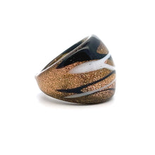 Handmade Glass Acrylic Ring Golden Monochrome Chic Panda Infinity Band