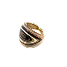 Handmade Glass Acrylic Ring Golden Monochrome Radiance Infinity Band