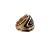Handmade Glass Acrylic Ring Golden Monochrome Radiance Infinity Band
