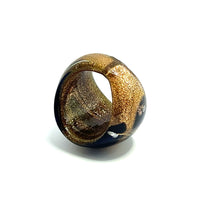 Handmade Glass Acrylic Ring Golden Navy Floral Elegance Infinity Band