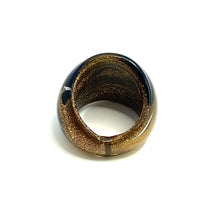Handmade Glass Acrylic Ring Golden Navy Floral Elegance Infinity Band