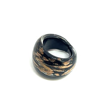 Handmade Glass Acrylic Ring Golden Obsidian Infinity Band