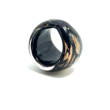 Handmade Glass Acrylic Ring Golden Obsidian Infinity Band