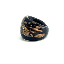 Handmade Glass Acrylic Ring Golden Obsidian Infinity Band