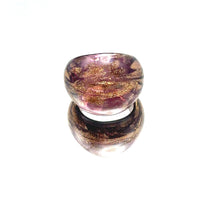 Handmade Glass Acrylic Ring Golden Orchid Radiance Infinity Band