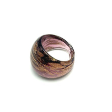 Handmade Glass Acrylic Ring Golden Orchid Radiance Infinity Band