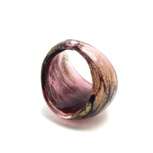 Handmade Glass Acrylic Ring Golden Orchid Radiance Infinity Band