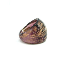 Handmade Glass Acrylic Ring Golden Orchid's Radiance Infinity Band
