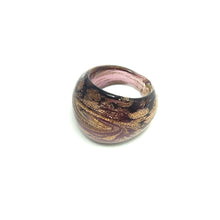 Handmade Glass Acrylic Ring Golden Orchid's Radiance Infinity Band