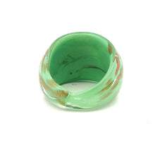 Handmade Glass Acrylic Ring Golden Sparkled Elegance Mint Infinity Band