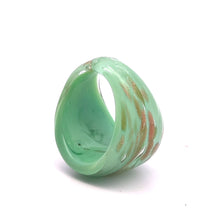 Handmade Glass Acrylic Ring Golden Sparkled Elegance Mint Infinity Band