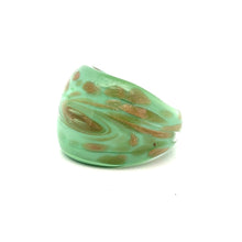 Handmade Glass Acrylic Ring Golden Sparkled Elegance Mint Infinity Band
