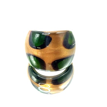 Handmade Glass Acrylic Ring Green Patels Golden Infinity Band