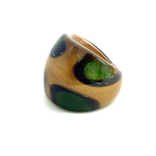 Handmade Glass Acrylic Ring Green Patels Golden Infinity Band