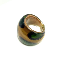 Handmade Glass Acrylic Ring Green Patels Golden Infinity Band