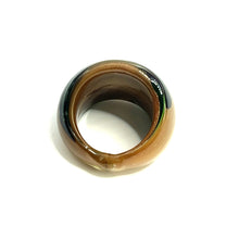 Handmade Glass Acrylic Ring Green Patels Golden Infinity Band