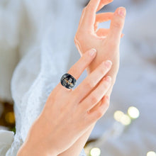 Handmade Glass Acrylic Ring Harmonic Silverly Stroke Infinity Band
