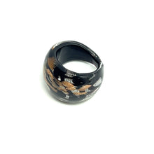 Handmade Glass Acrylic Ring Harmony Silver Stroke Infinity Band