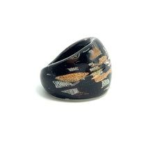Handmade Glass Acrylic Ring Harmony Silver Stroke Infinity Band