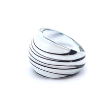 Handmade Glass Acrylic Ring Harmony's Plum White Infinity Band