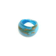 Handmade Glass Acrylic Ring Horizon of Azure Golden Infinity Band