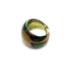 Handmade Glass Acrylic Ring Meadow Blossom Golden Infinity Band