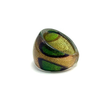 Handmade Glass Acrylic Ring Meadow Blossom Golden Infinity Band