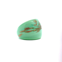 Handmade Glass Acrylic Ring Mint Golden Sparkled Infinity Band