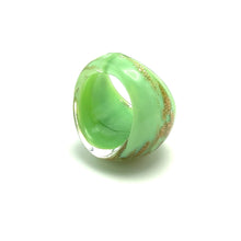 Handmade Glass Acrylic Ring Mint Sparkled Golden Elegance Infinity Band