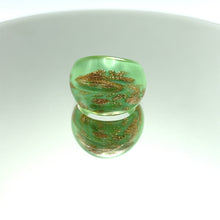 Handmade Glass Acrylic Ring Mint Sparkled Golden Elegance Infinity Band