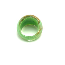 Handmade Glass Acrylic Ring Mint Sparkled Golden Elegance Infinity Band