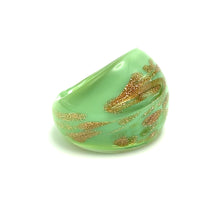Handmade Glass Acrylic Ring Mint Sparkled Golden Elegance Infinity Band