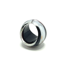 Handmade Glass Acrylic Ring Monochromatic Elegance Gilded Infinity Band
