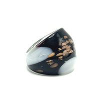 Handmade Glass Acrylic Ring Monochromatic Elegance Gilded Infinity Band