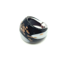Handmade Glass Acrylic Ring Monochromatic Elegance Gilded Infinity Band