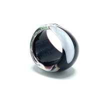 Handmade Glass Acrylic Ring Monochrome Elegance's Gilded Infinity Band