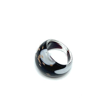 Handmade Glass Acrylic Ring Monochrome Elegance's Gilded Infinity Band