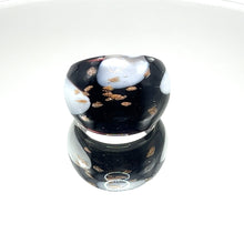 Handmade Glass Acrylic Ring Monochrome Elegance's Gilded Infinity Band