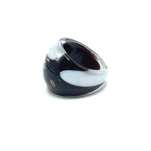 Handmade Glass Acrylic Ring Monochrome Elegance's Gilded Infinity Band