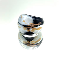 Handmade Glass Acrylic Ring Monochrome Elegant Gilded Infinity Band