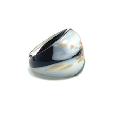 Handmade Glass Acrylic Ring Monochrome Elegant Gilded Infinity Band